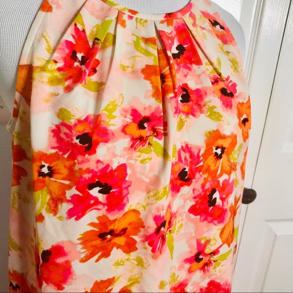 Ann Taylor Loft Spring Floral Flowy Shift Dress Size 4 Small Pink & Orange - Picture 3 of 8